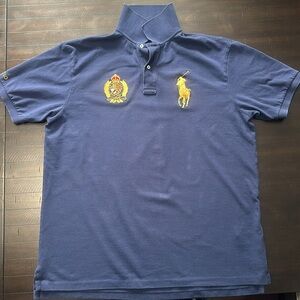 Ralph Lauren NAVY BLUE XLT Polo - Large gold pony- Gently used condition
